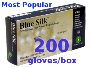 Blue Silk Nitrile Powder Free Exam Gloves 3.5g